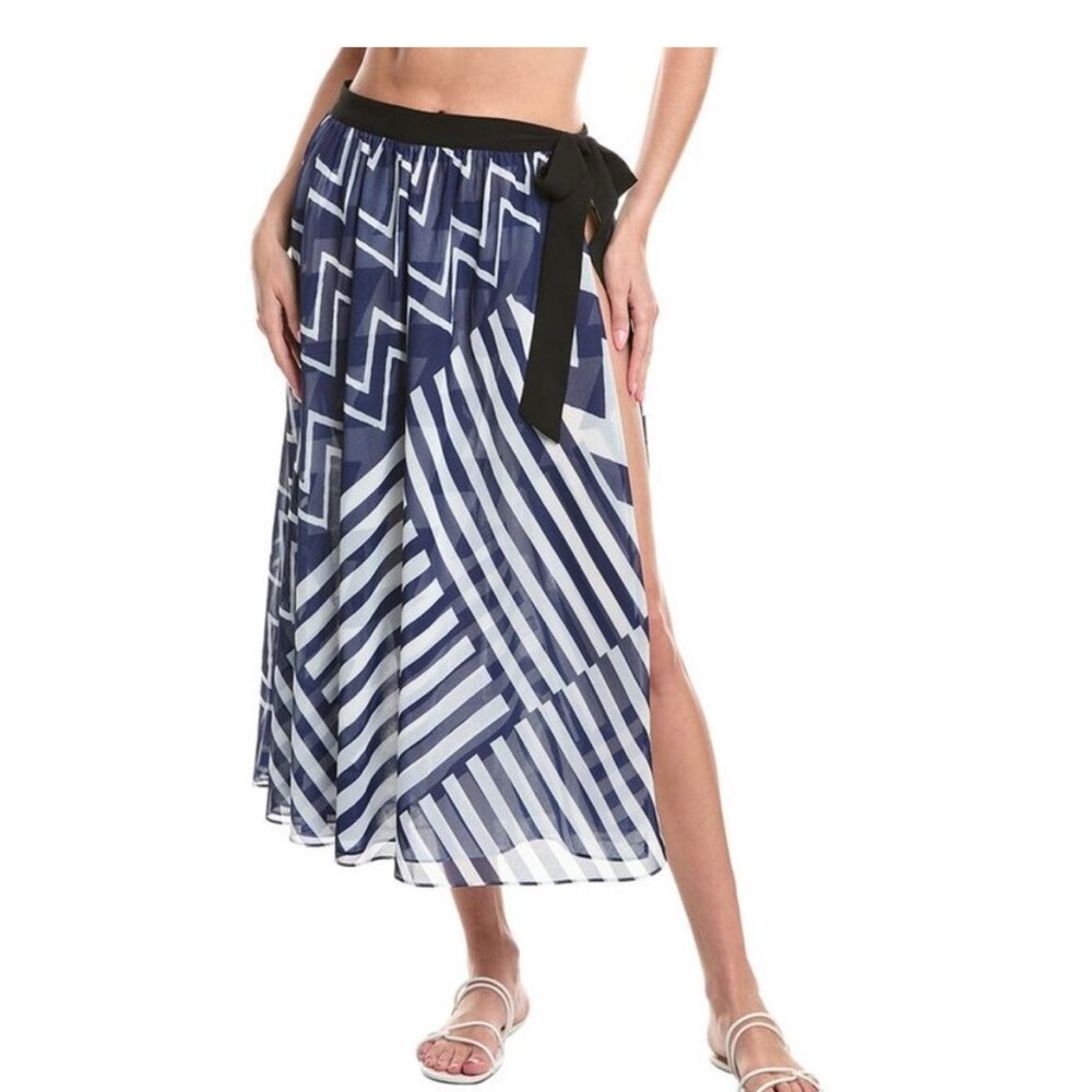 New  Milly Cabana Patchwork Chevron Skirt in JTS Blue/White size P